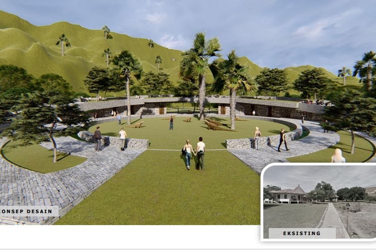 Konsep desain yang akan diterapkan di Pulau Rinca dengan pengunjung berada di sekitar pusat atraksi komodo.